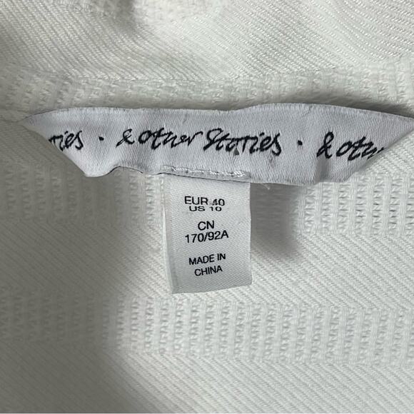 & Other Stories White Cotton Blend LS  Shirt Dress, Beach, Resort, Lounge, 10 - Picture 5 of 10